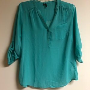 Maurices XL Perfect Blouse 3/4 Sleeves Teal